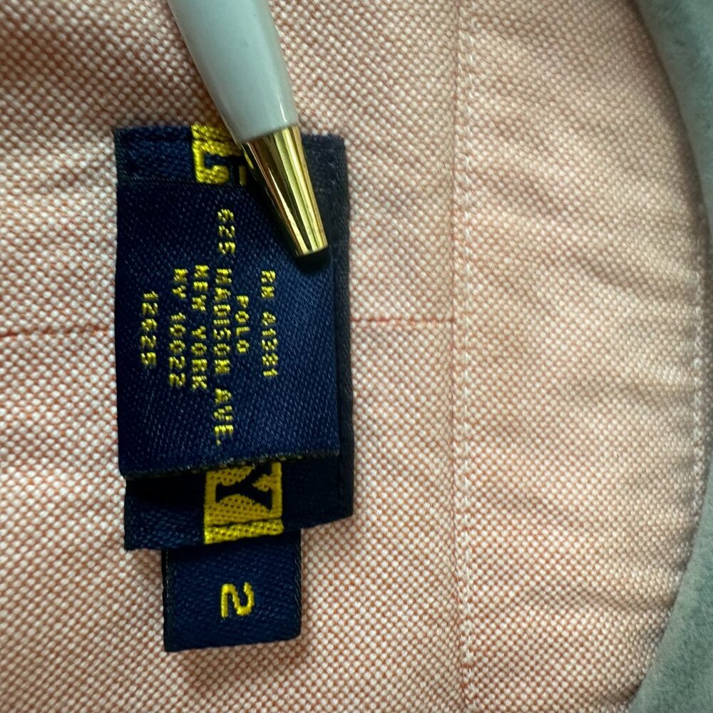 Rugby Ralph Lauren OCBD Button Down Shirt Orange Size 2 - Picture 12 of 13